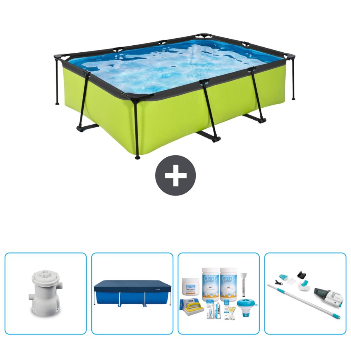 EXIT TOYS Zwembad Rechthoekig - 220x150x65 cm + Accessoires CB5