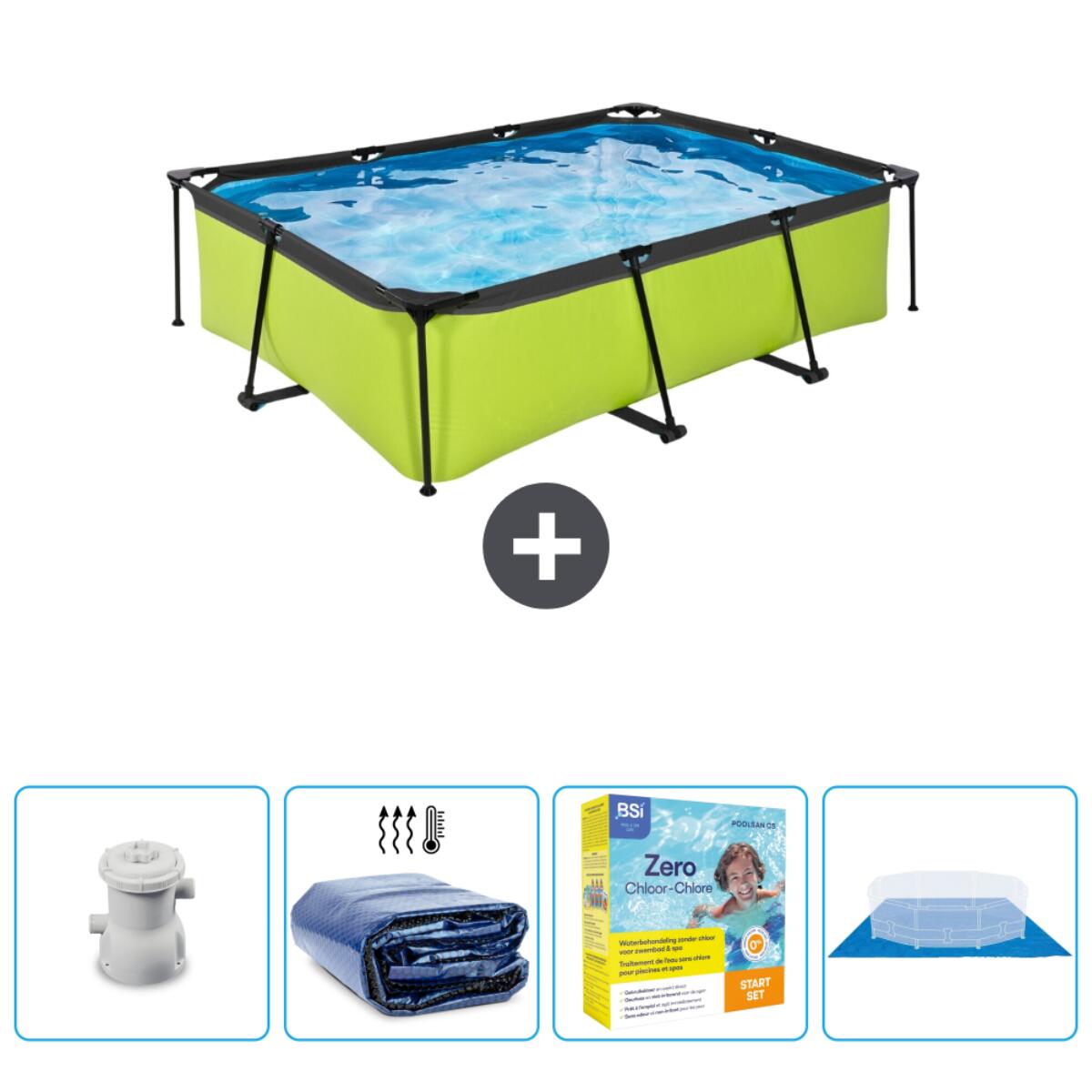 EXIT TOYS Zwembad Rechthoekig - 220x150x65 cm + Accessoires CB66
