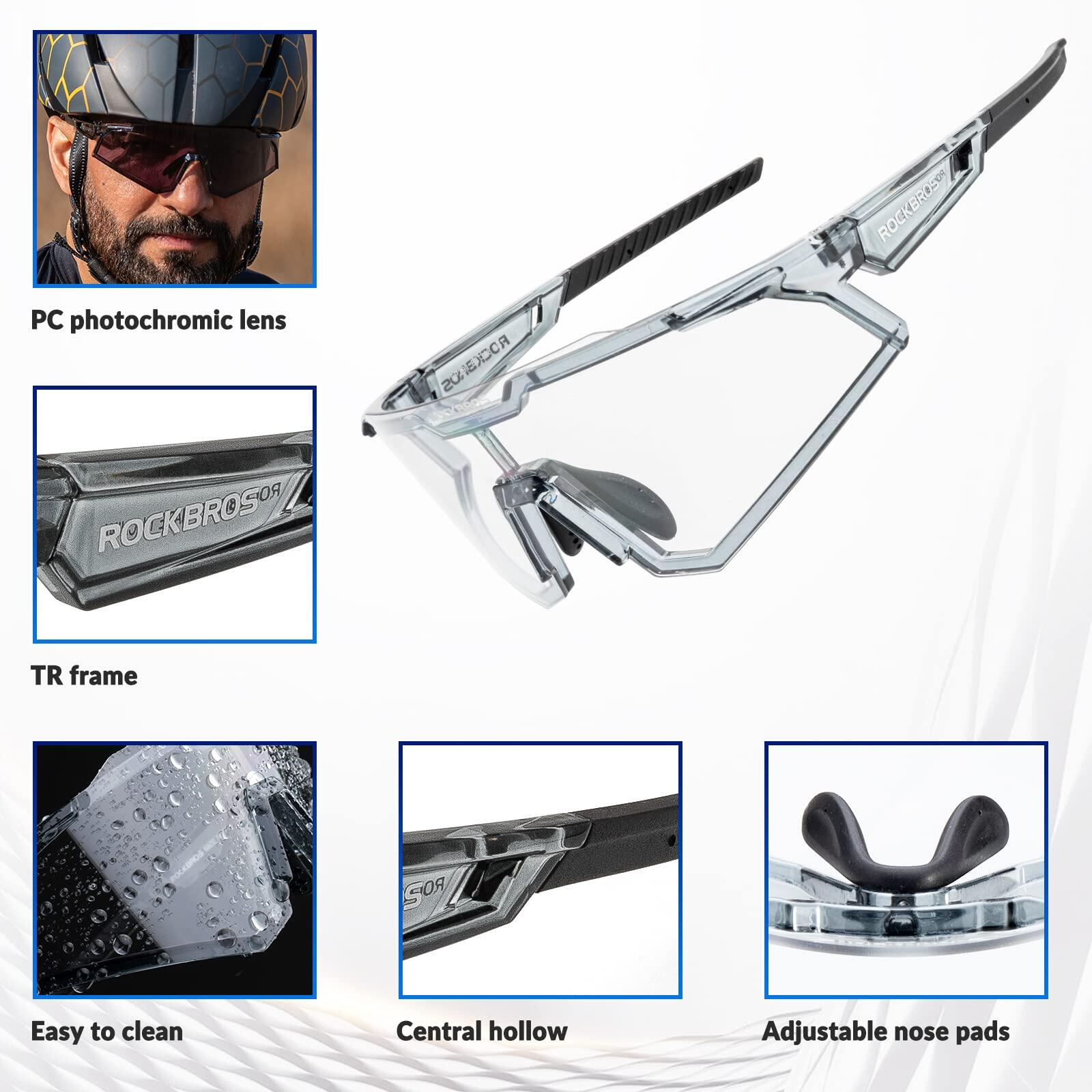 ROCKBROS Lunettes Photochromique de Cyclisme Coupe-Vent Lunettes de VTT 4/6