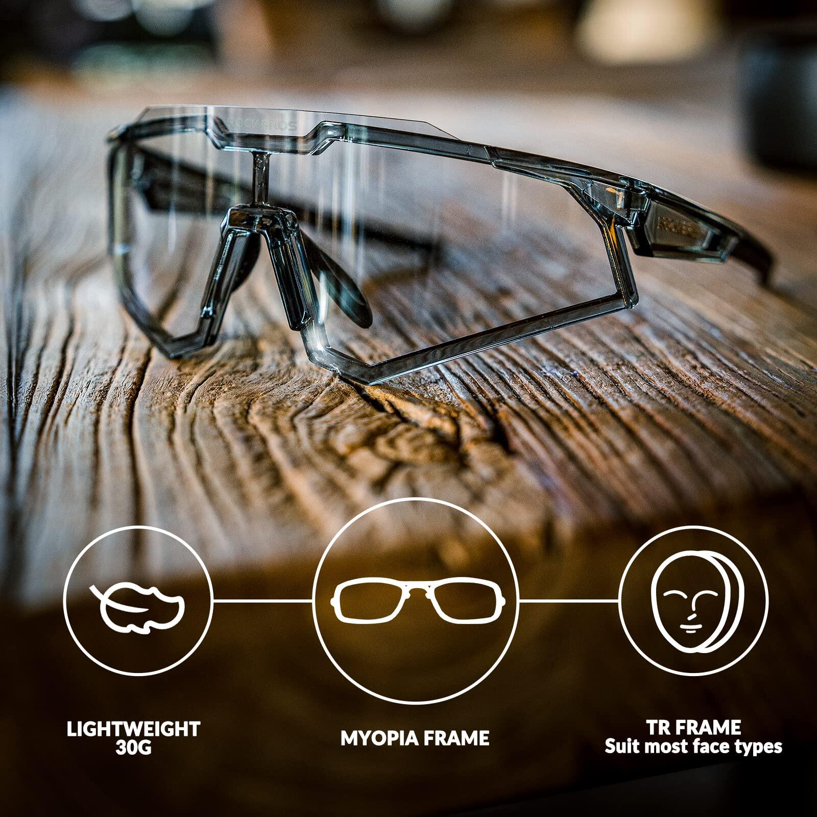 ROCKBROS Lunettes Photochromique de Cyclisme Coupe-Vent Lunettes de VTT 5/6