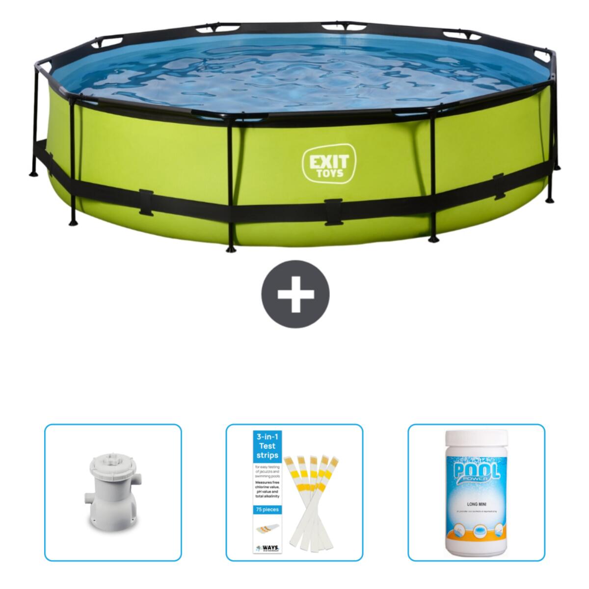 Exit Toys - Piscine Ronde - 360x76 Cm + Accessoires Cb85 - Piscine - Vert - No Size - Decathlon