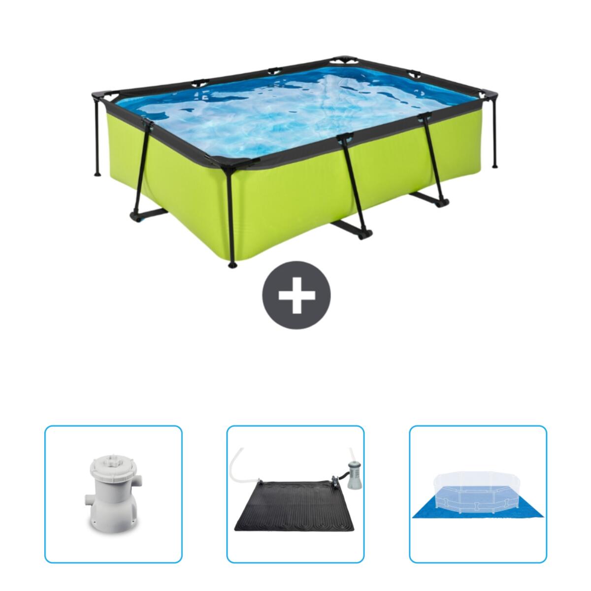 EXIT TOYS Zwembad Rechthoekig - 220x150x65 cm + Accessoires CB79
