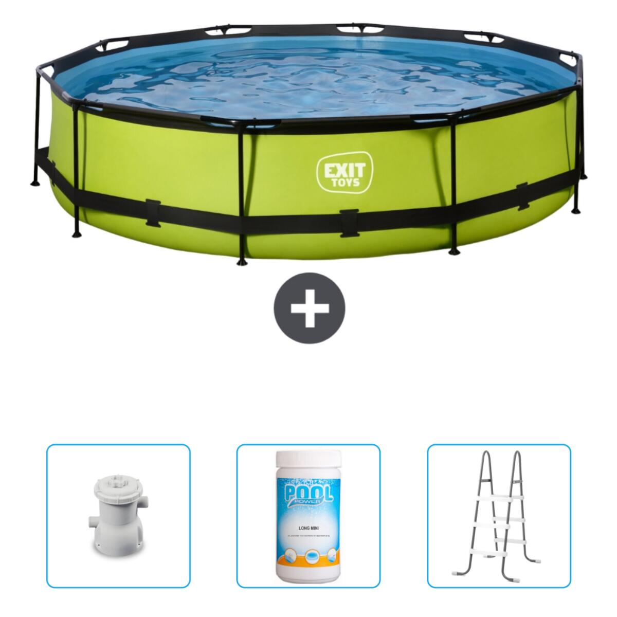 Exit Toys - Piscine Ronde - 300x76 Cm + Accessoires Cb96 - Piscine - Vert - No Size - Decathlon