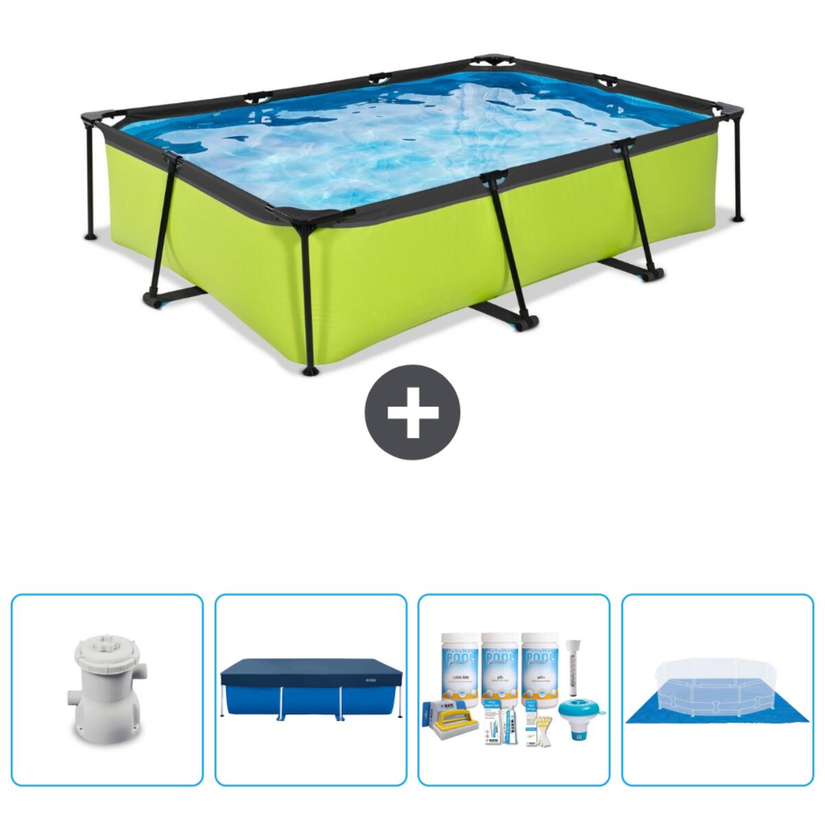Exit Toys - Piscine Rectangulaire - 300x200x65 Cm + Accessoires Cb59 - Piscine - Vert - No Size - Decathlon