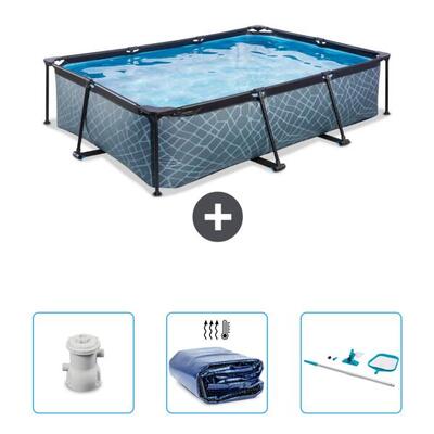 Steenprint zwembad rechthoekig - 300x200x65 cm + accessoires cb78