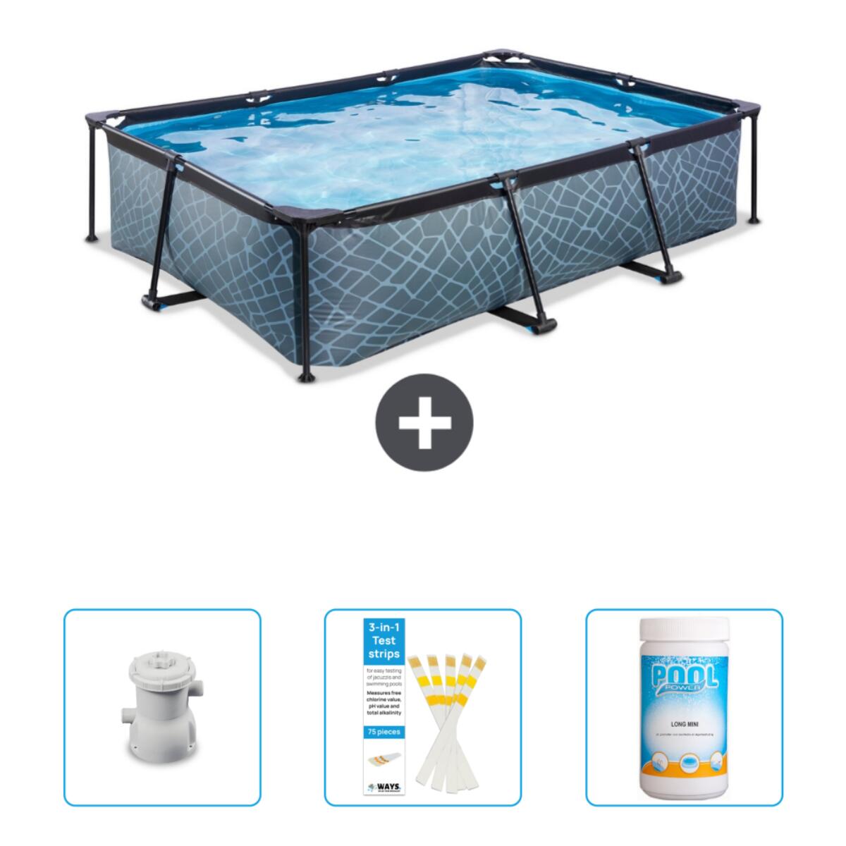 Exit Toys - Piscine Rectangulaire - 300x200x65 Cm + Accessoires Cb73 - Piscine - Gris - No Size - Decathlon