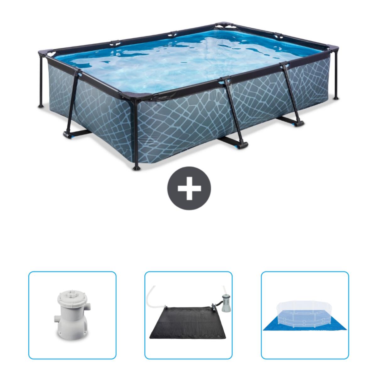 EXIT TOYS Steenprint Zwembad Rechthoekig - 300x200x65 cm + Accessoires CB79