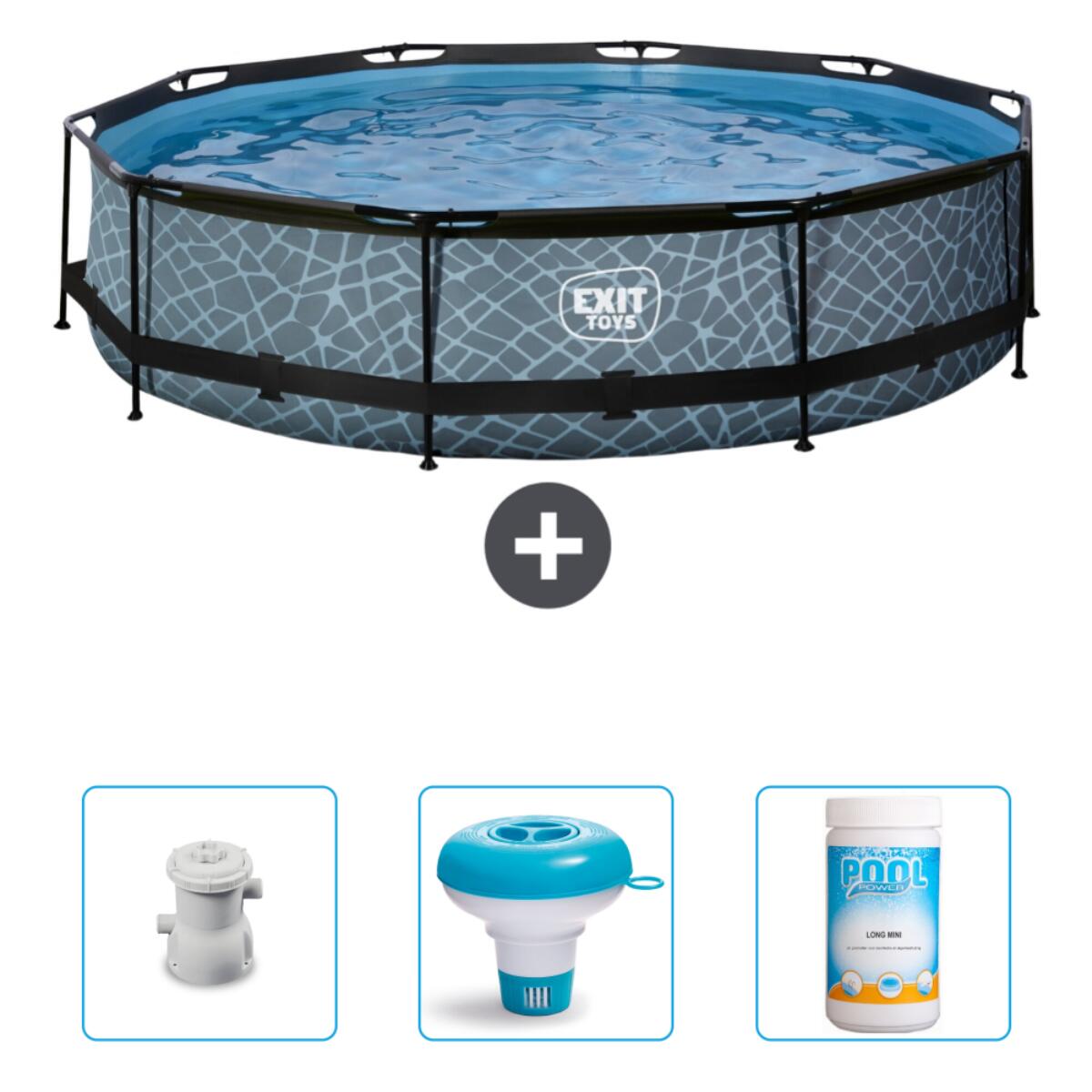 Exit Toys - Piscine Ronde - 360x76 Cm + Accessoires Cb89 - Piscine - Gris - No Size - Decathlon