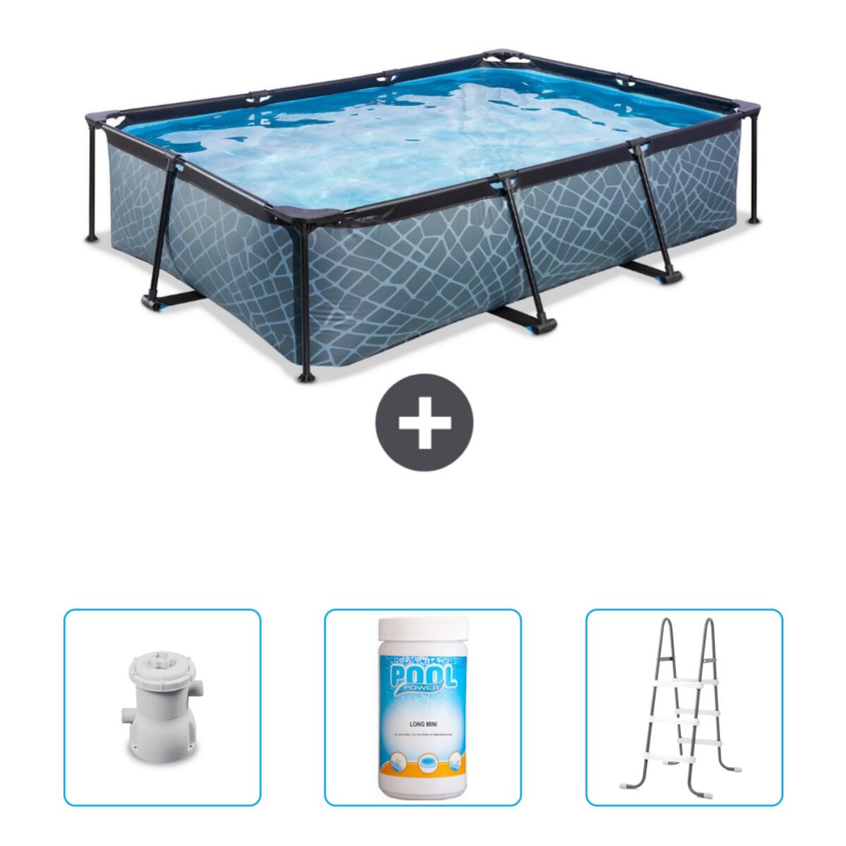 Exit Toys - Piscine Rectangulaire - 300x200x65 Cm + Accessoires Cb84 - Piscine - Gris - No Size - Decathlon
