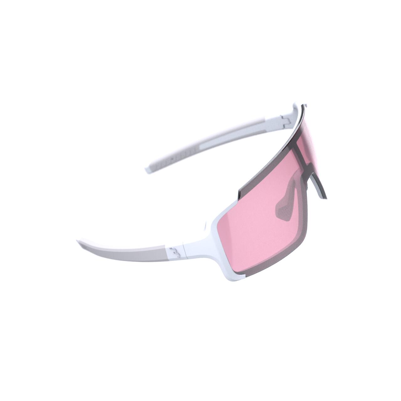 BBB CYCLING Fahrradbrille Chester Narrow – Pinke Linse – Schmaler Schnitt – Mattweiß