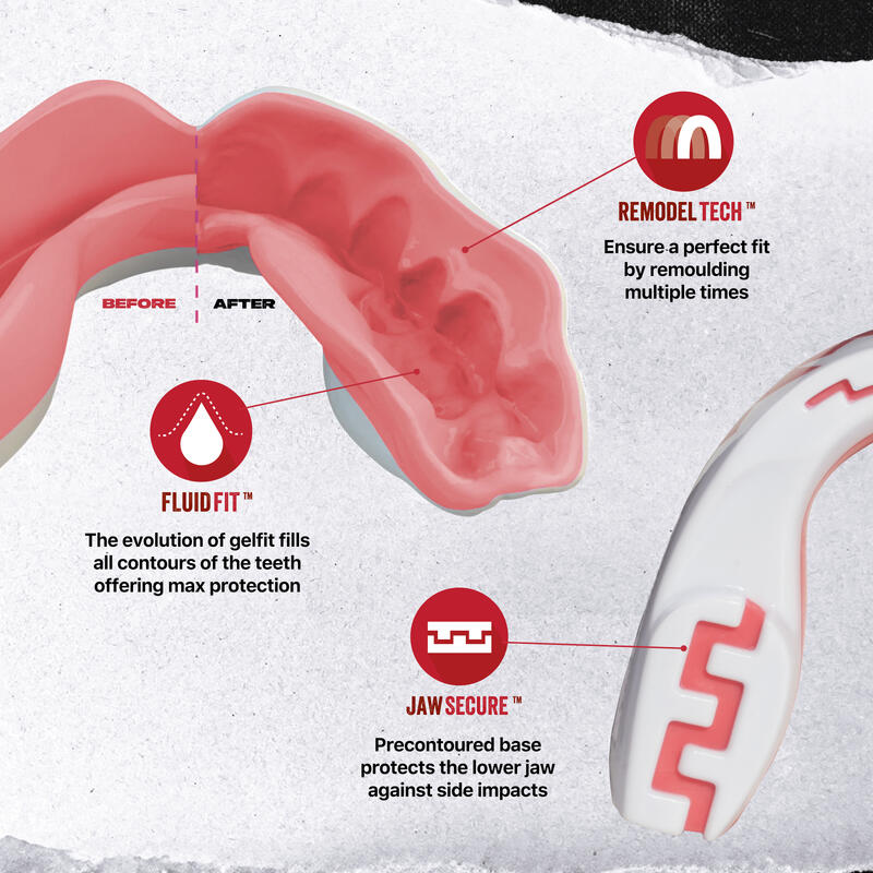Protetor Bucal Branco Para Adultos Safejawz Extro Series 'pink Fangz'