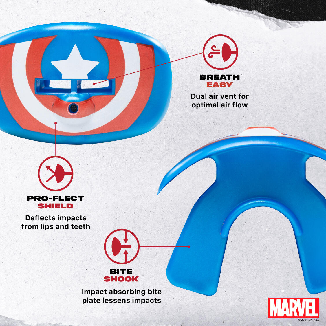 Marvel Captain America Protection Lèvres Adulte et Junior Protège-Dents 3/7
