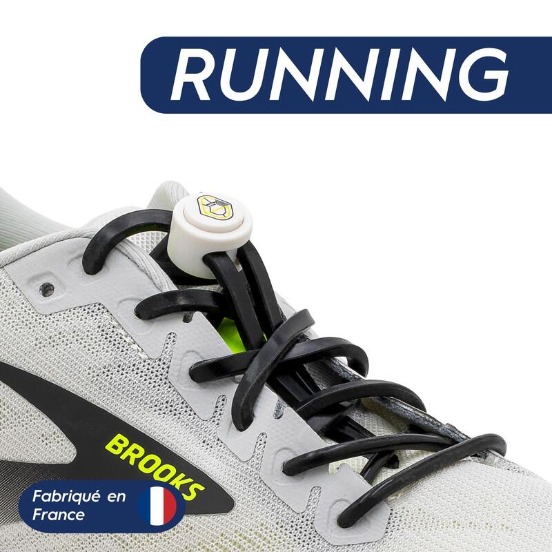 Lacets Élastiques Course Running Confort Optimal en Silicone  - noir