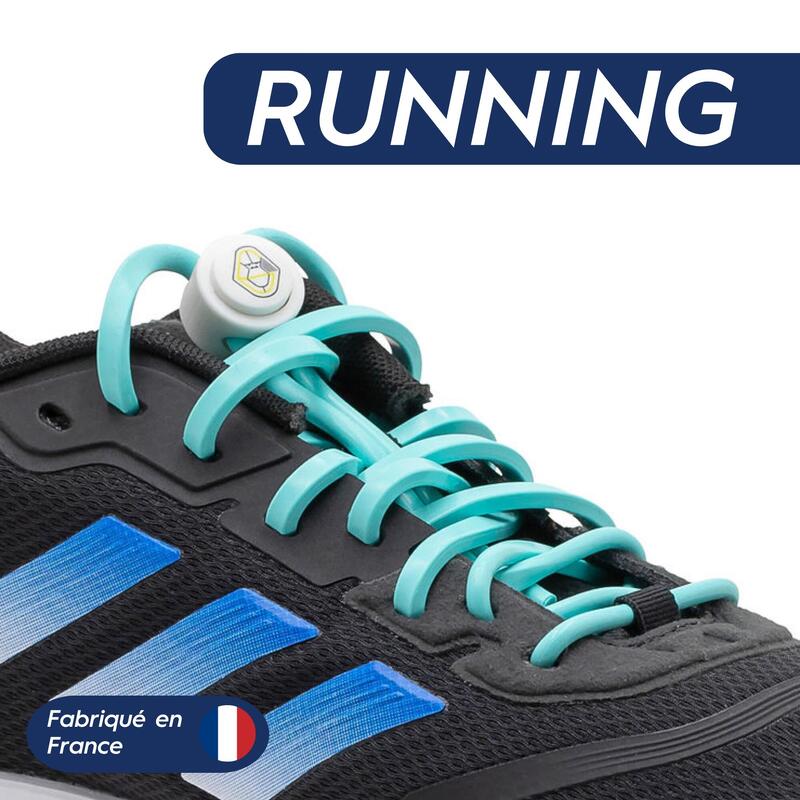 Lacets Élastiques Course Running Confort Optimal en Silicone - bleu lagon