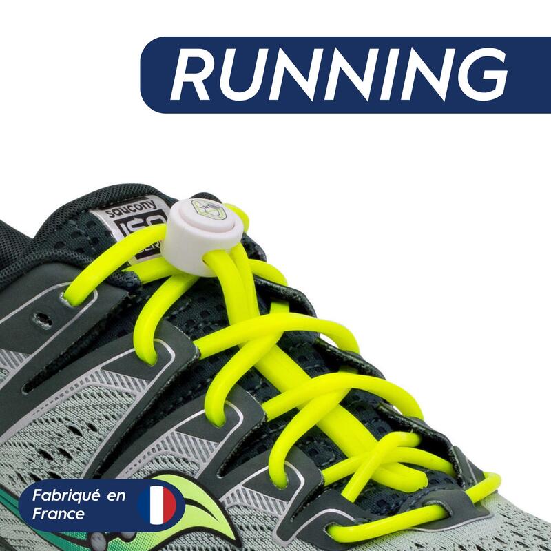 Lacets Élastiques Course Running Confort Optimal en Silicone  - jaune fluo