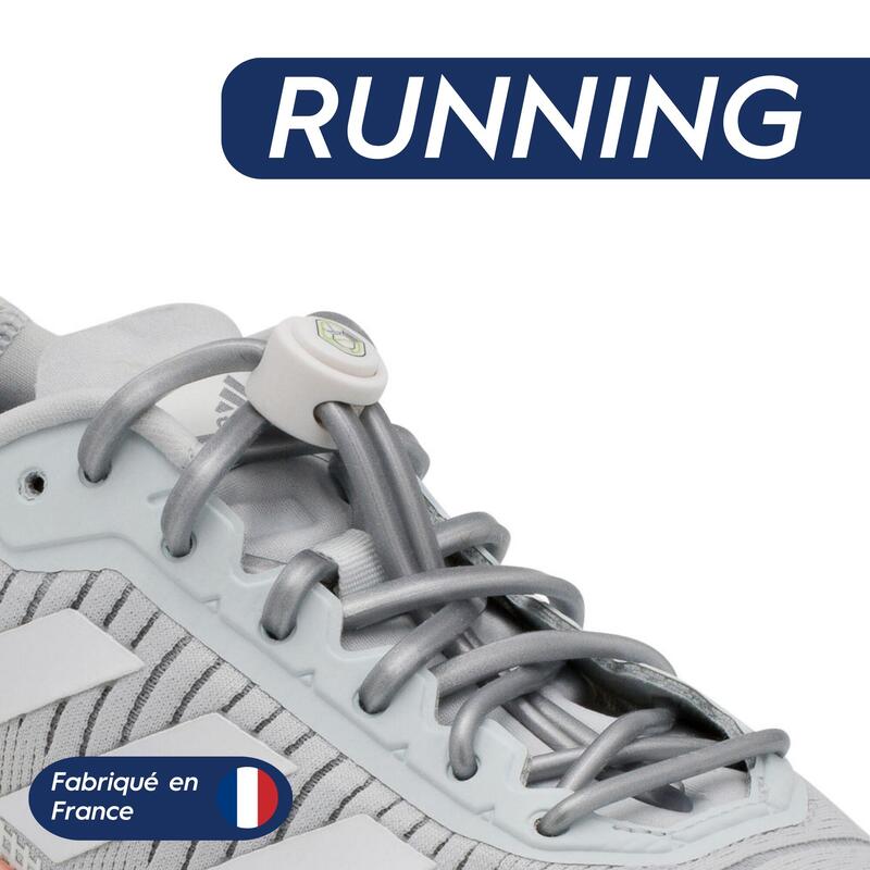 Lacets Élastiques Course Running Confort Optimal en Silicone - gris silver