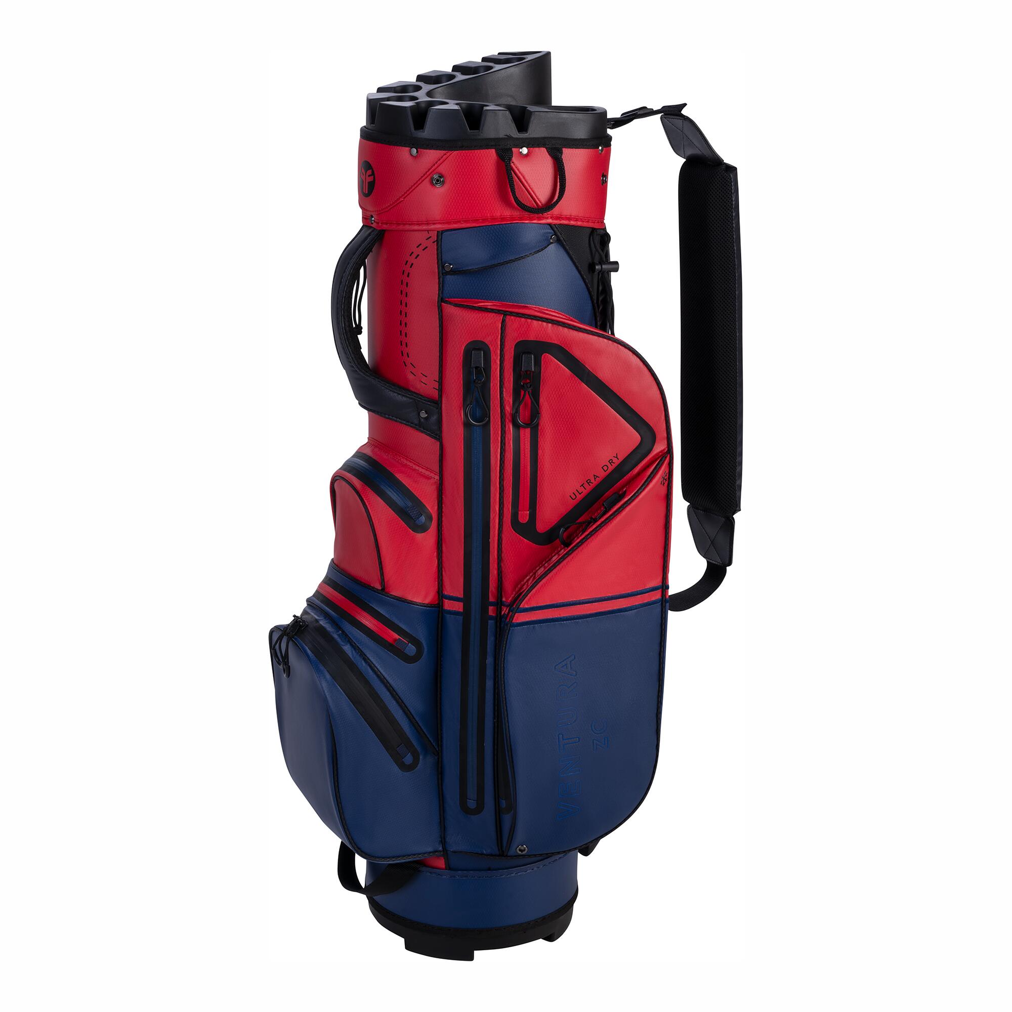 10 saco de golfe ventura - cartbag - azul vermelho