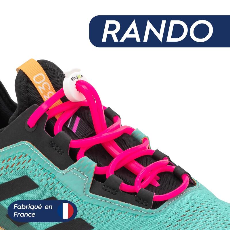 Lacets Ronds Élastiques Pour Chaussure De Randonnée Silicone - rose fluo
