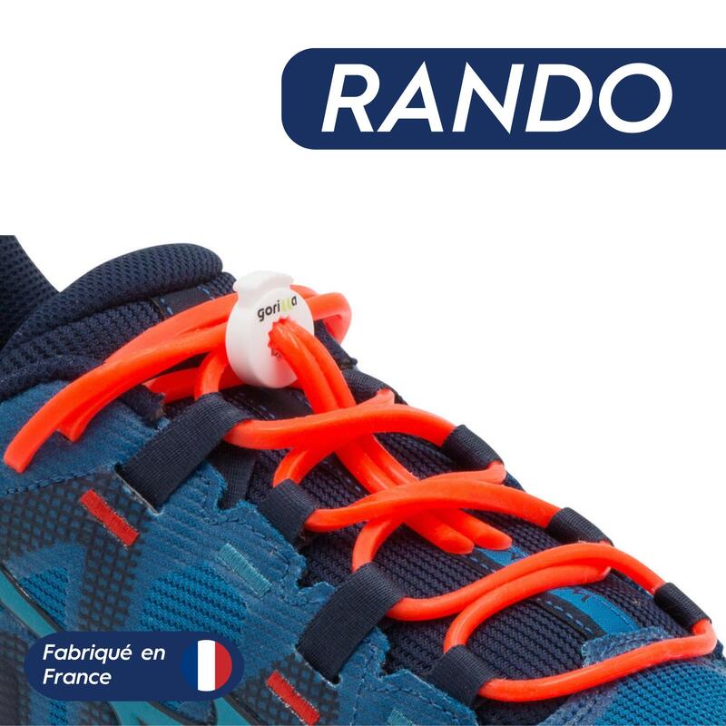 Lacets Ronds Élastiques Pour Chaussure De Randonnée Silicone- rouge fluo