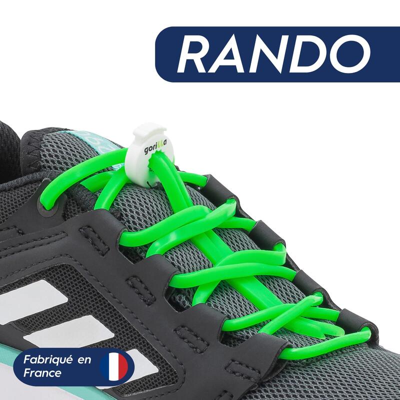 Lacets Ronds Élastiques Pour Chaussure De Randonnée Silicone - vert fluo