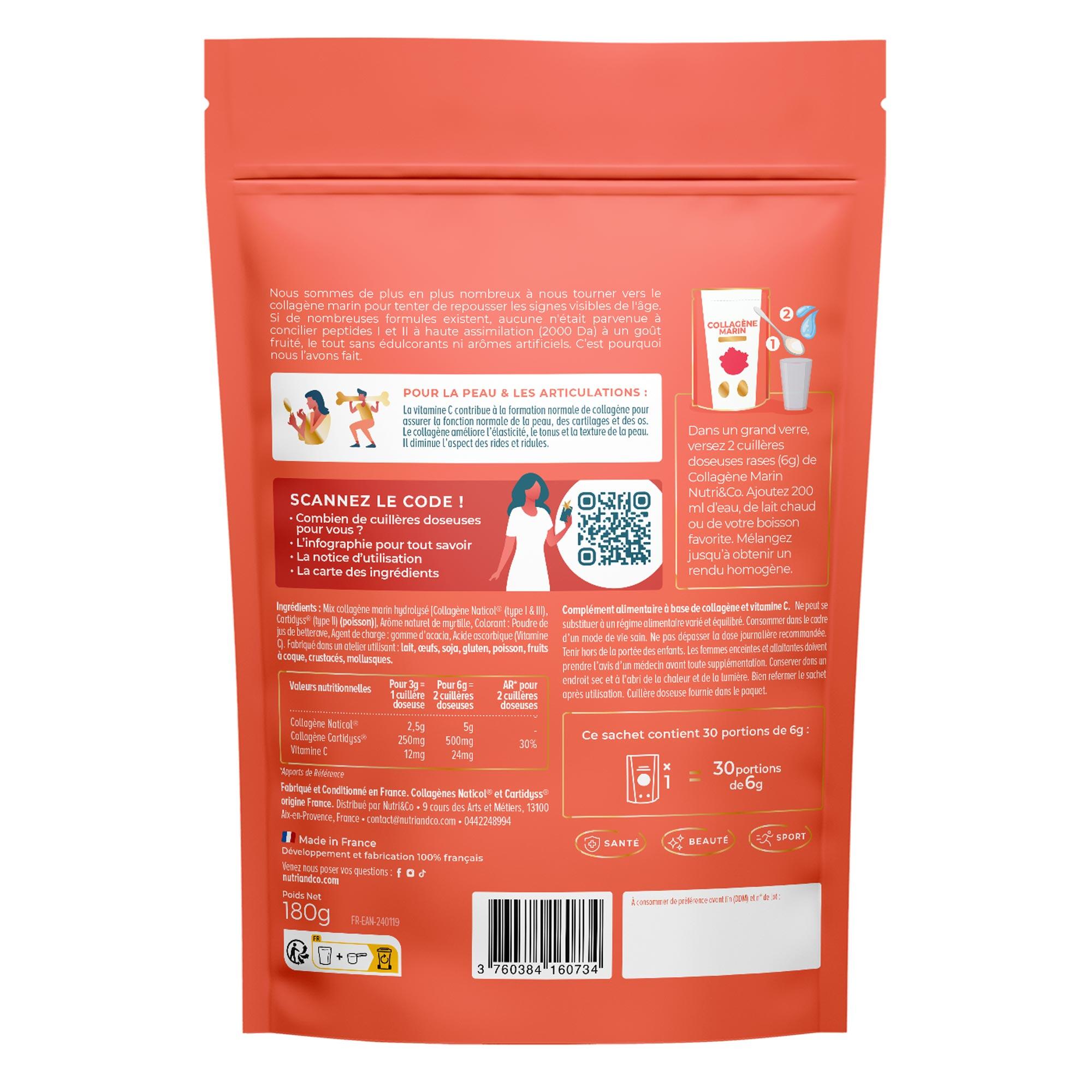 Collagène Marin - Santé et Prévention Articulaire - Goût Fruits Rouges - 180g 2/3