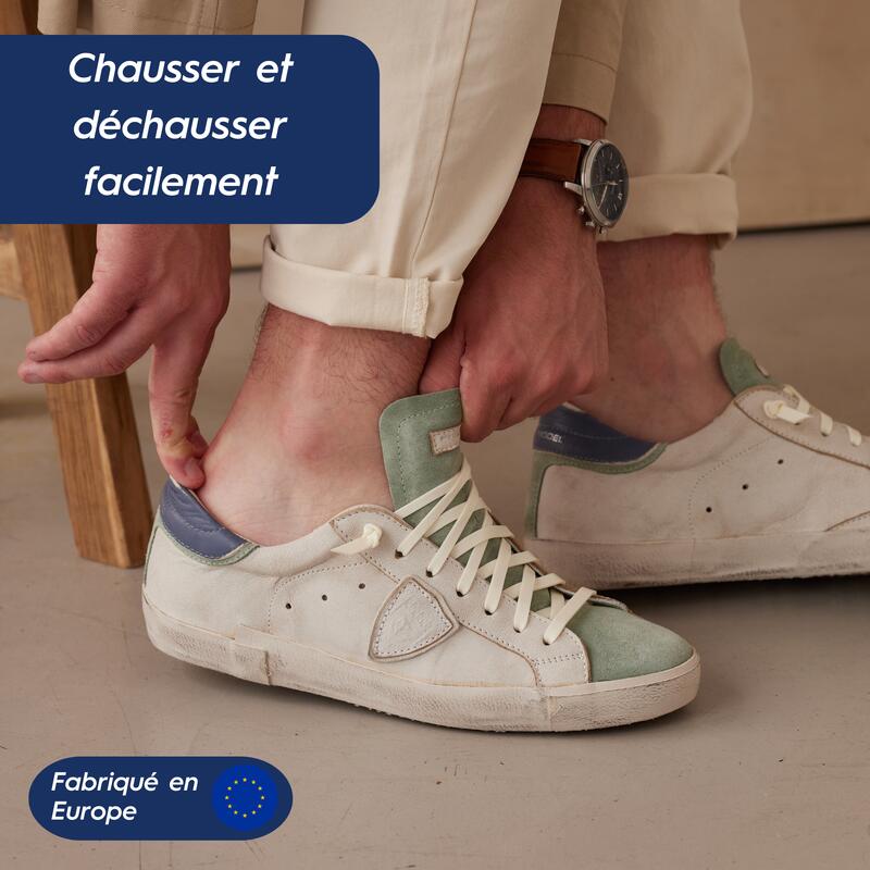 Lacets Élastiques Larges Enfant Auto-Serrant Sneakers En Silicone - gris comète