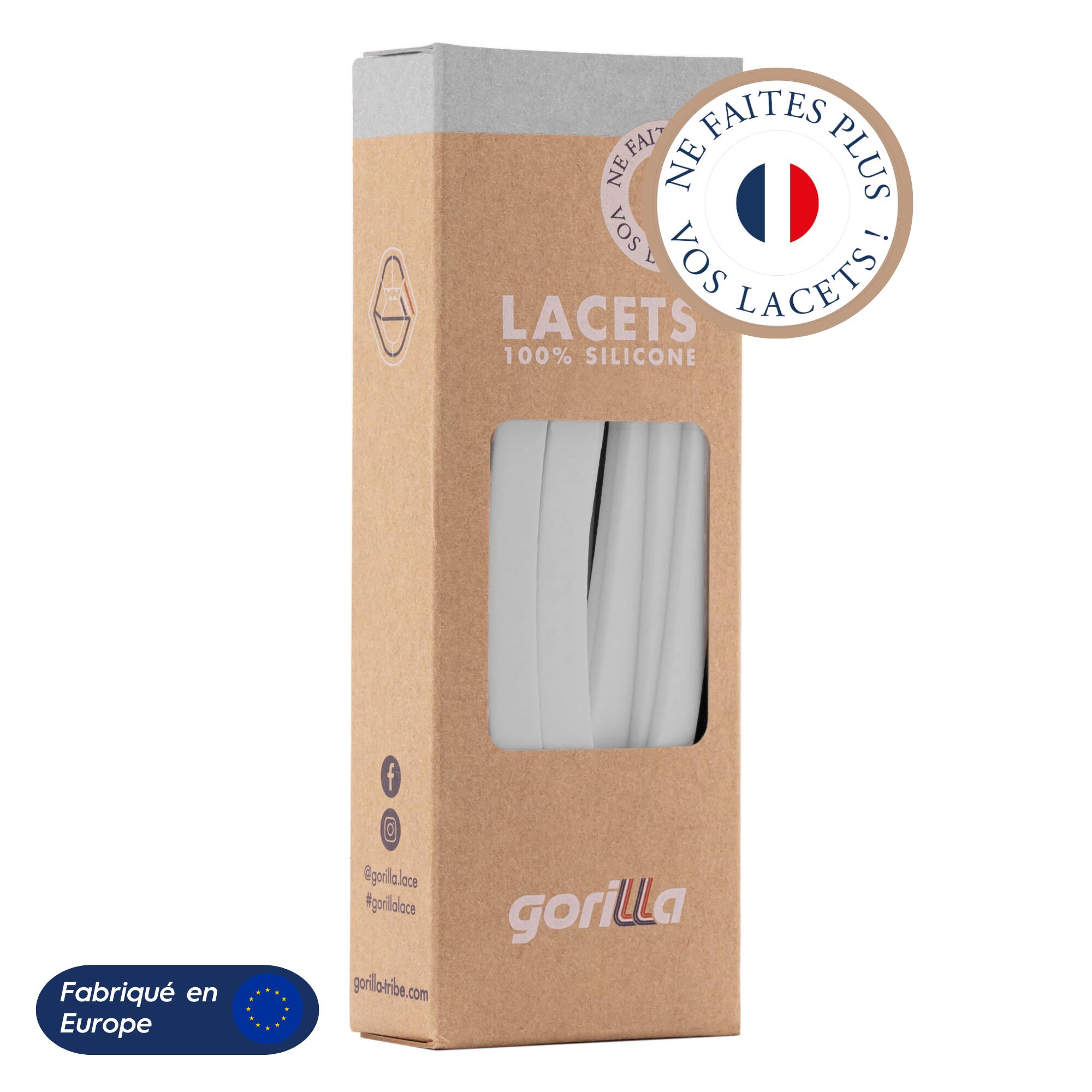 Lacets Gorilla - Lacets Élastiques Larges Pour Baskets Sneakers Silicone - Gris Clair - Lacets - Gris - 110cm - Decathlon