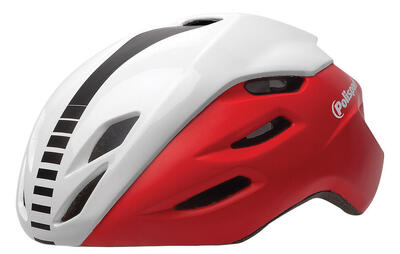 Fietshelm aero-r medium 55-58 cm - mat rood / wit glanzend / zwart
