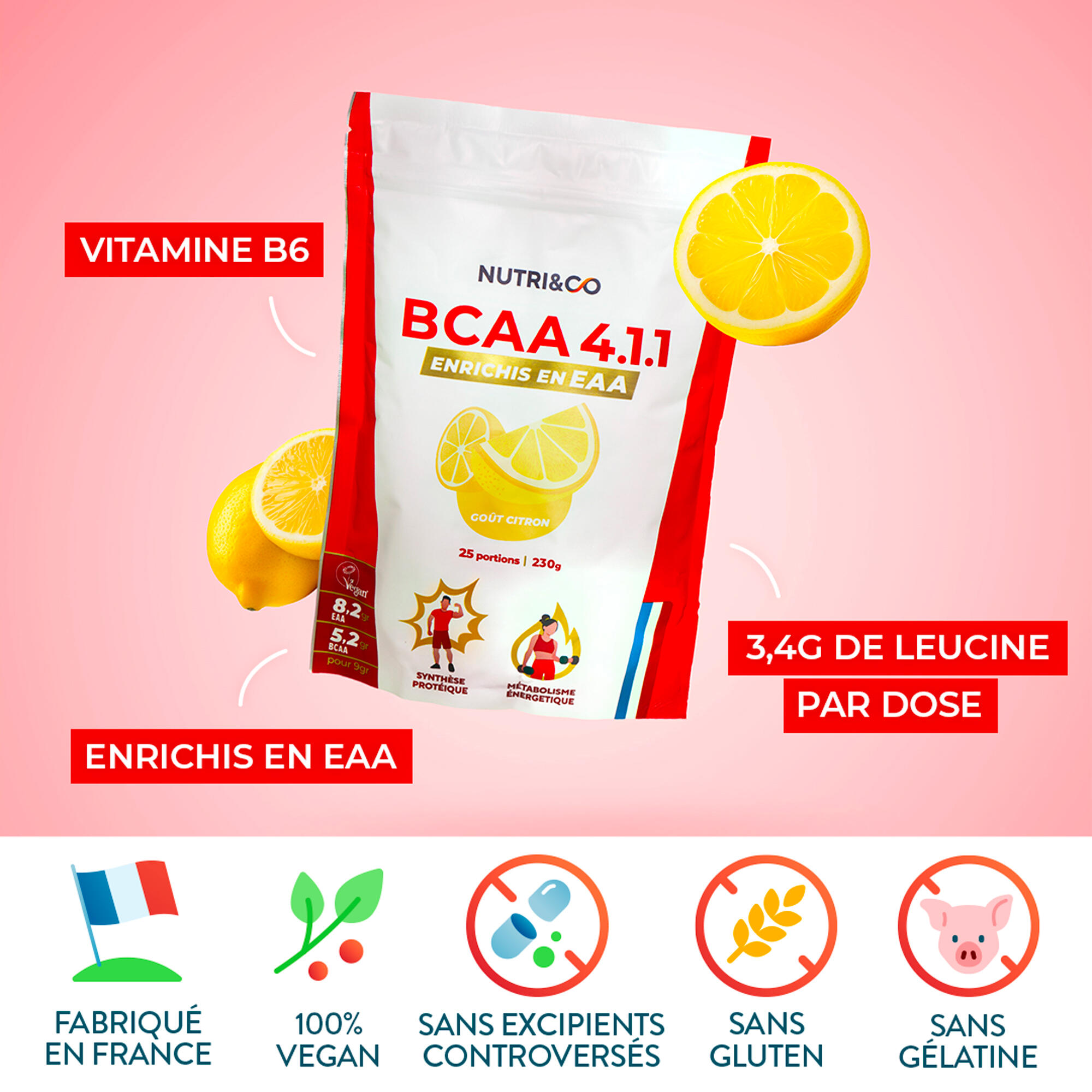 BCAA en Poudre 4.1.1 - Saveur Citron - 230g 3/4