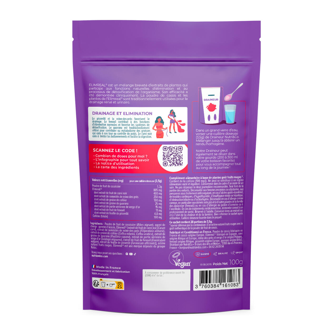 Draineur goût Fruits Rouges - 100g 2/4