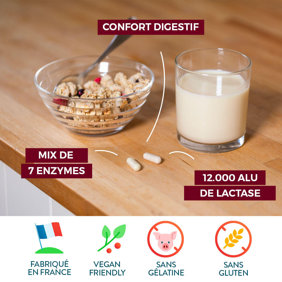 Enzymes Digestives Vegan - Intolérance au Lactose - 40 gélules 4/5