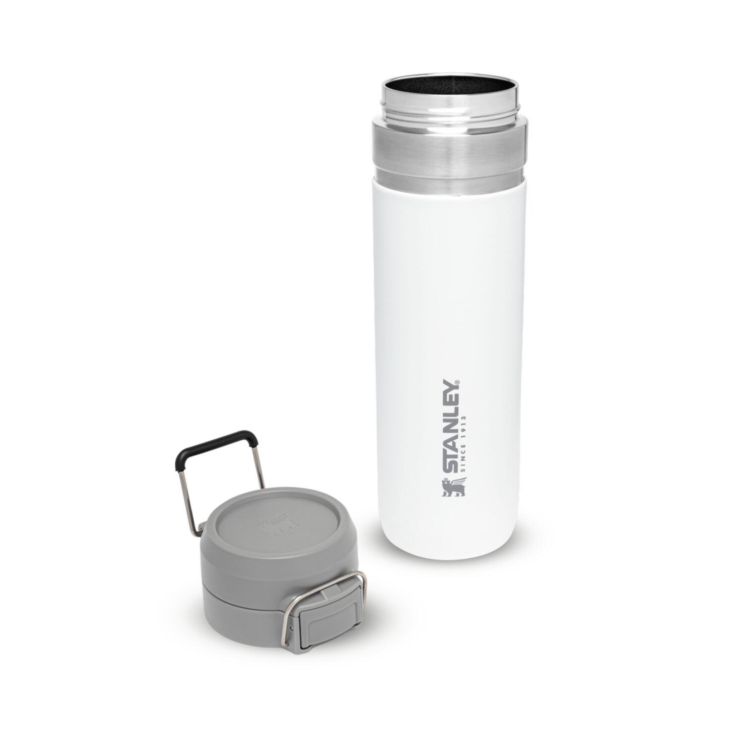 Waterfles Thermosfles 0,7L Wandelen Fitness RVS Drinkfles - Deksel Met Drukknop 3/9