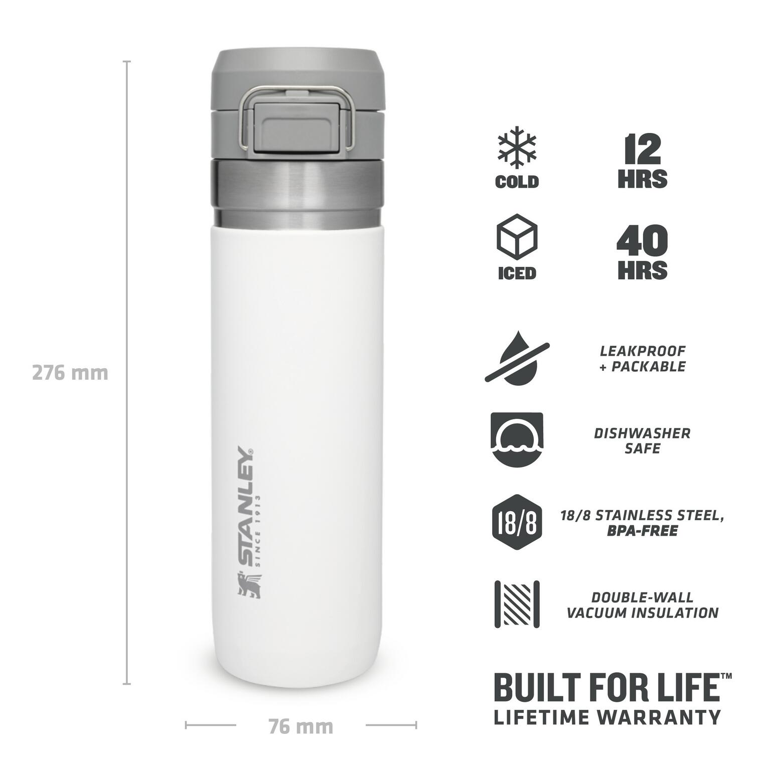 Waterfles Thermosfles 0,7L Wandelen Fitness RVS Drinkfles - Deksel Met Drukknop 2/9