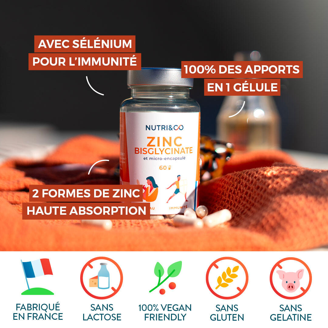 Zinc Bisglycinate et Liposomé + Sélénium - 60 Gélules 4/5