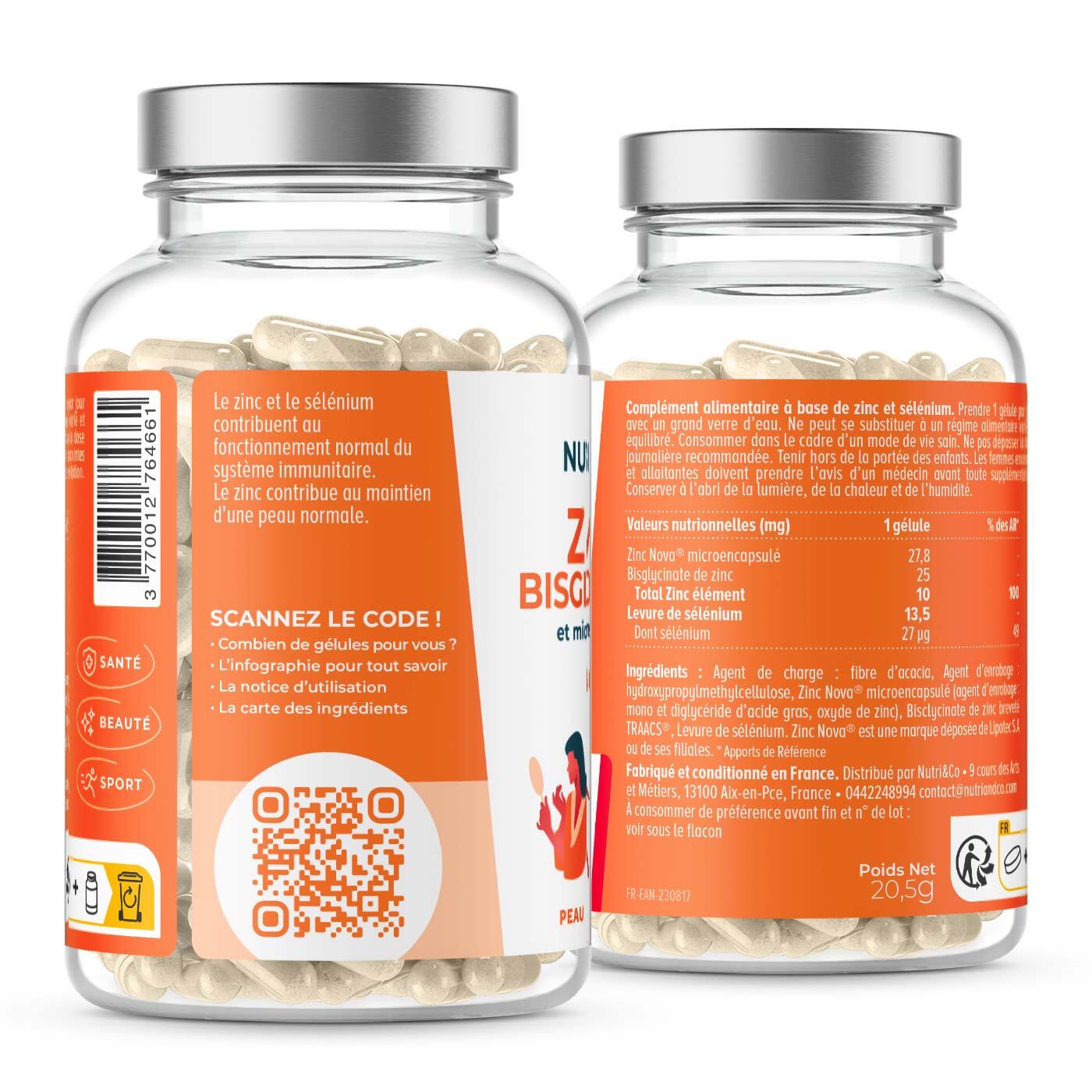 Zinc Bisglycinate et Liposomé + Sélénium - 60 Gélules 2/5