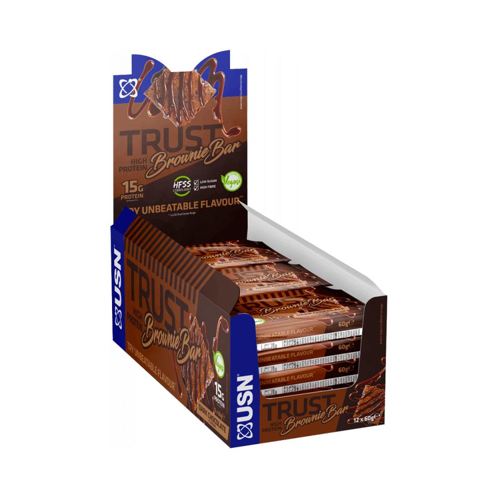 USN USN Trust Vegan Protein Brownie Bar (12x60g) Dark Chocolate - Repen