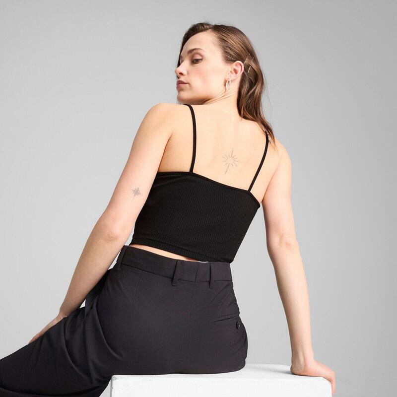Trikó Puma Wardrobe Ess Ribbed Tank Top, Fekete, Nők