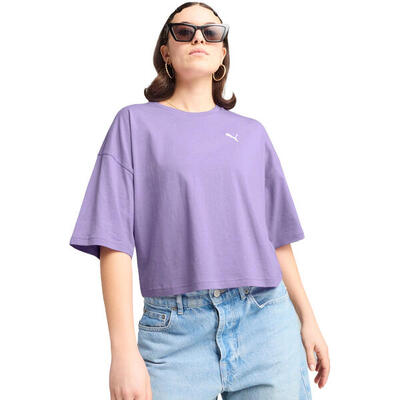 T-shirt puma wardrobe ess oversized short tee bl. paars. dames