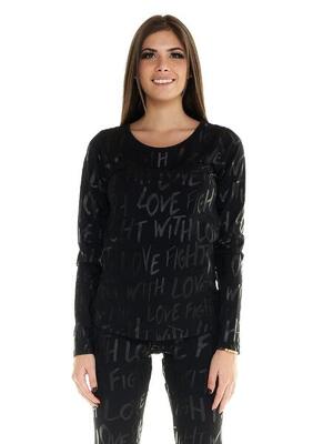 T-shirt Leone donna con maniche lunghe con stampa allover Blackout