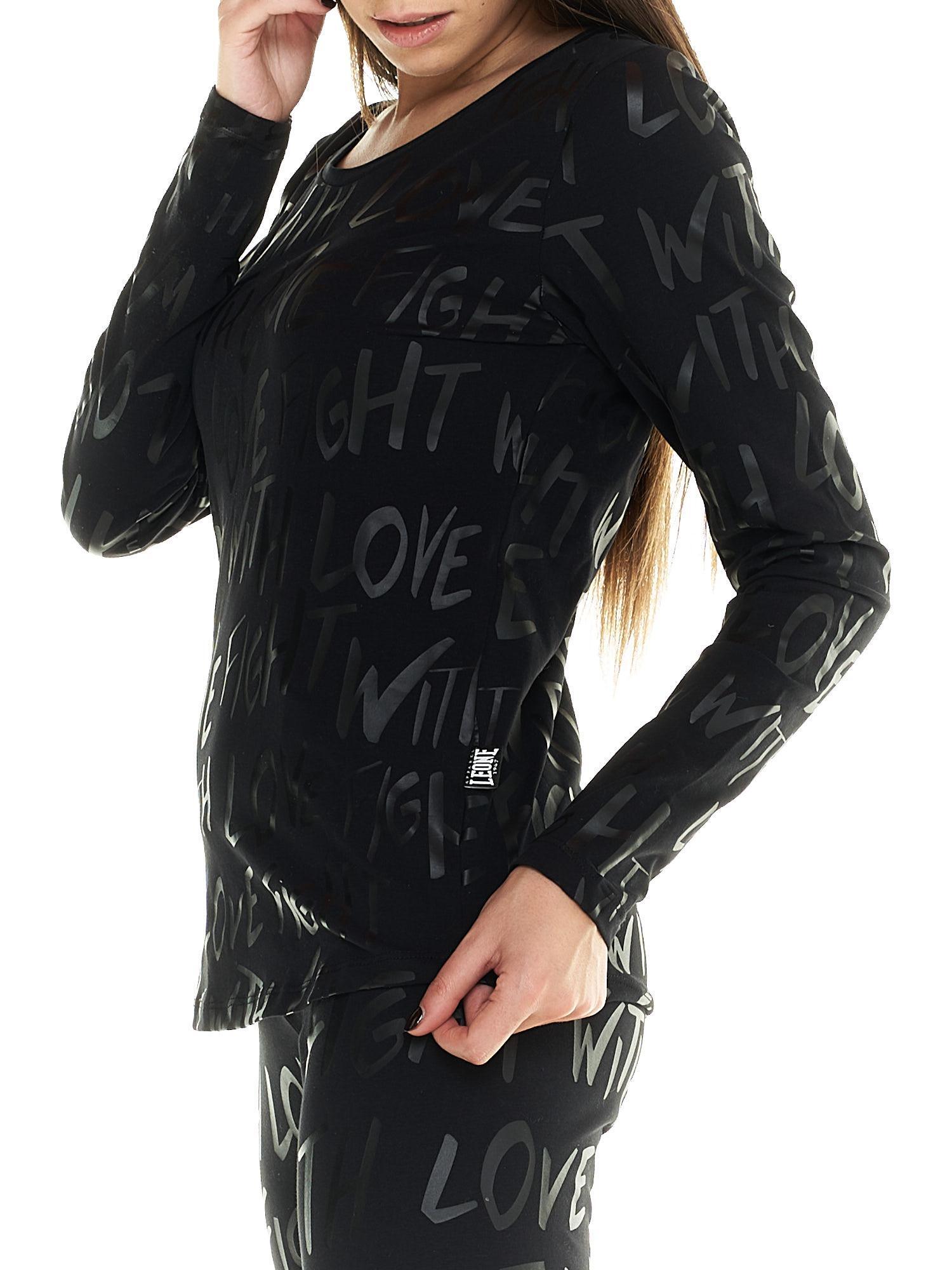T-shirt Leone pour femme, manches longues et imprimé intégral noir 5/5