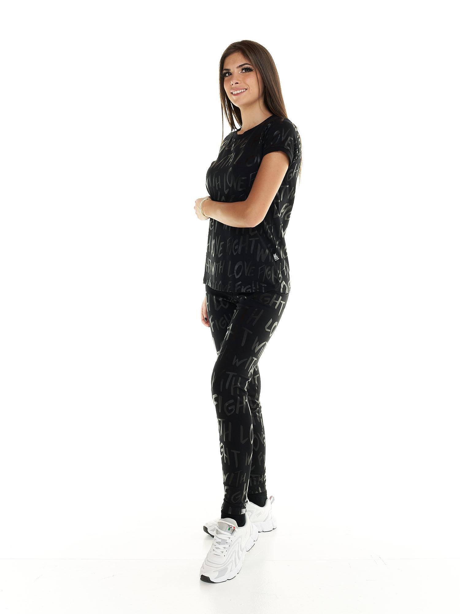 T-shirt Leone donna con maniche corte con stampa allover Blackout 2/5