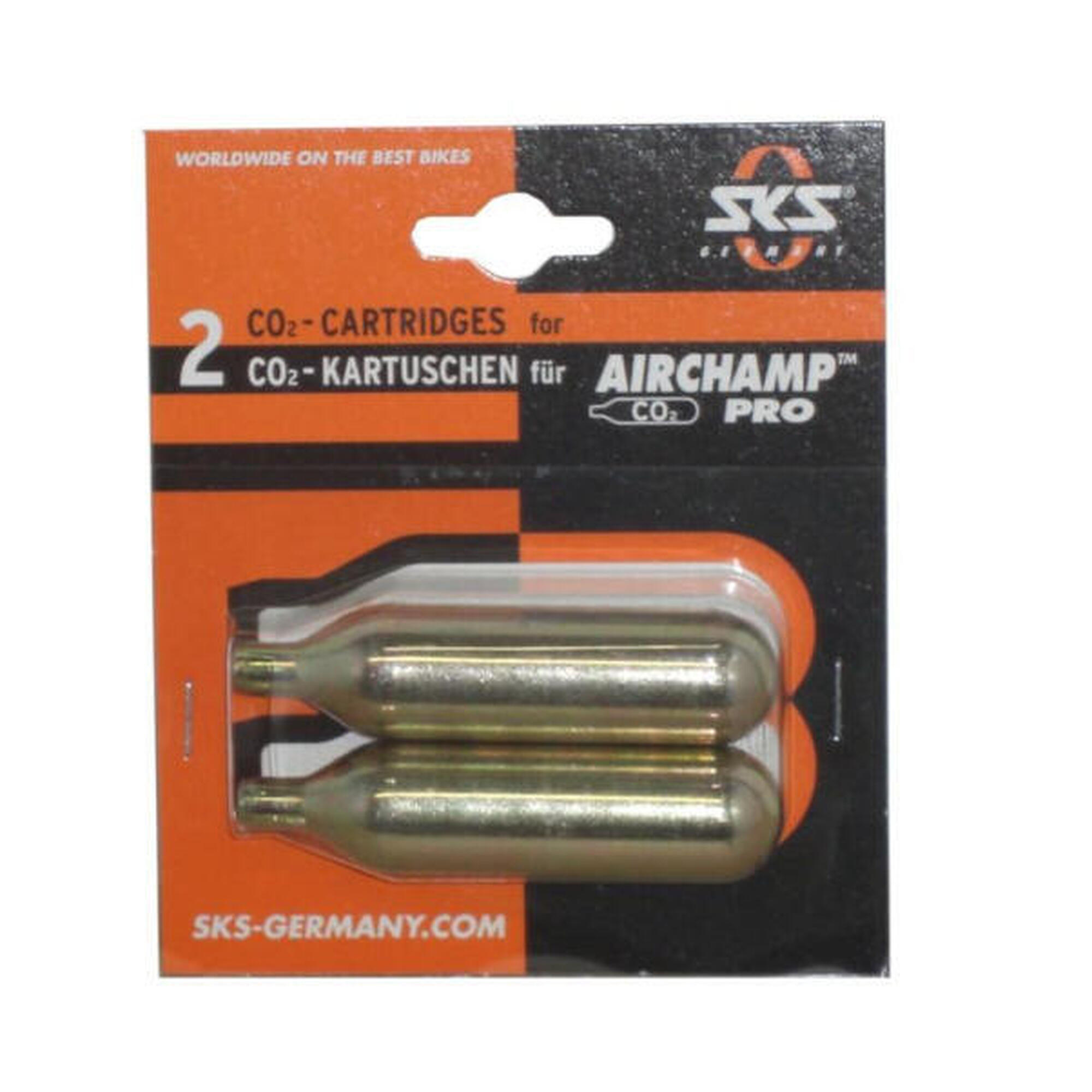 Sks - 2 Cartouches Co2 Sks Air Champ 16g - Embout De Pompe - Jaune|noir|orange - No Size - Decathlon