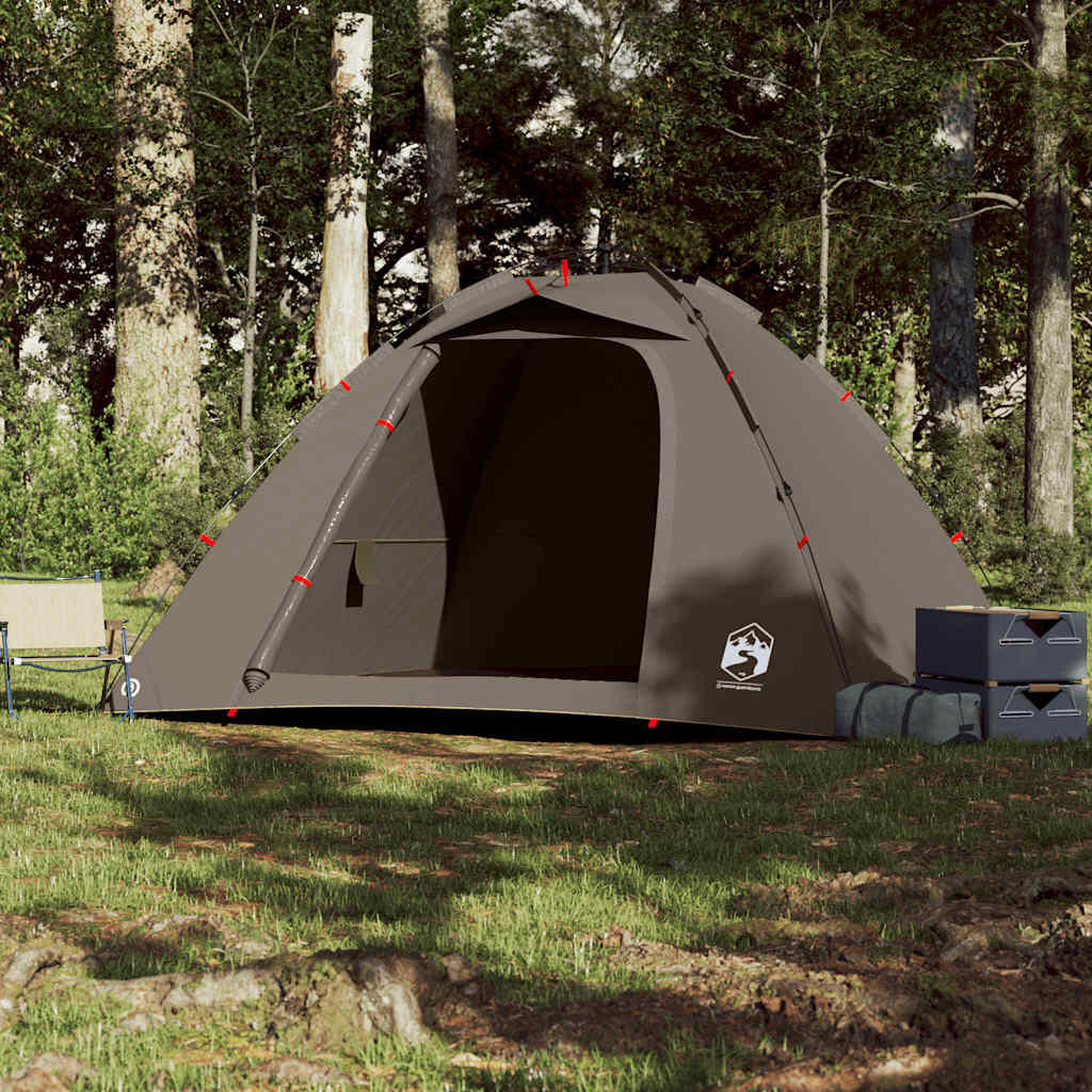 VidaXL 4-Persoons Tent met Snelle Montage in Bruin 3/7