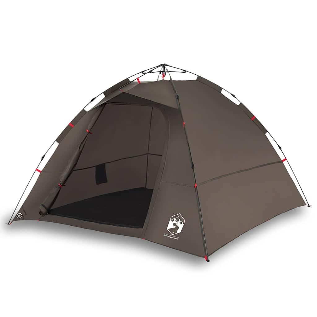 VidaXL 4-Persoons Tent met Snelle Montage in Bruin 2/7