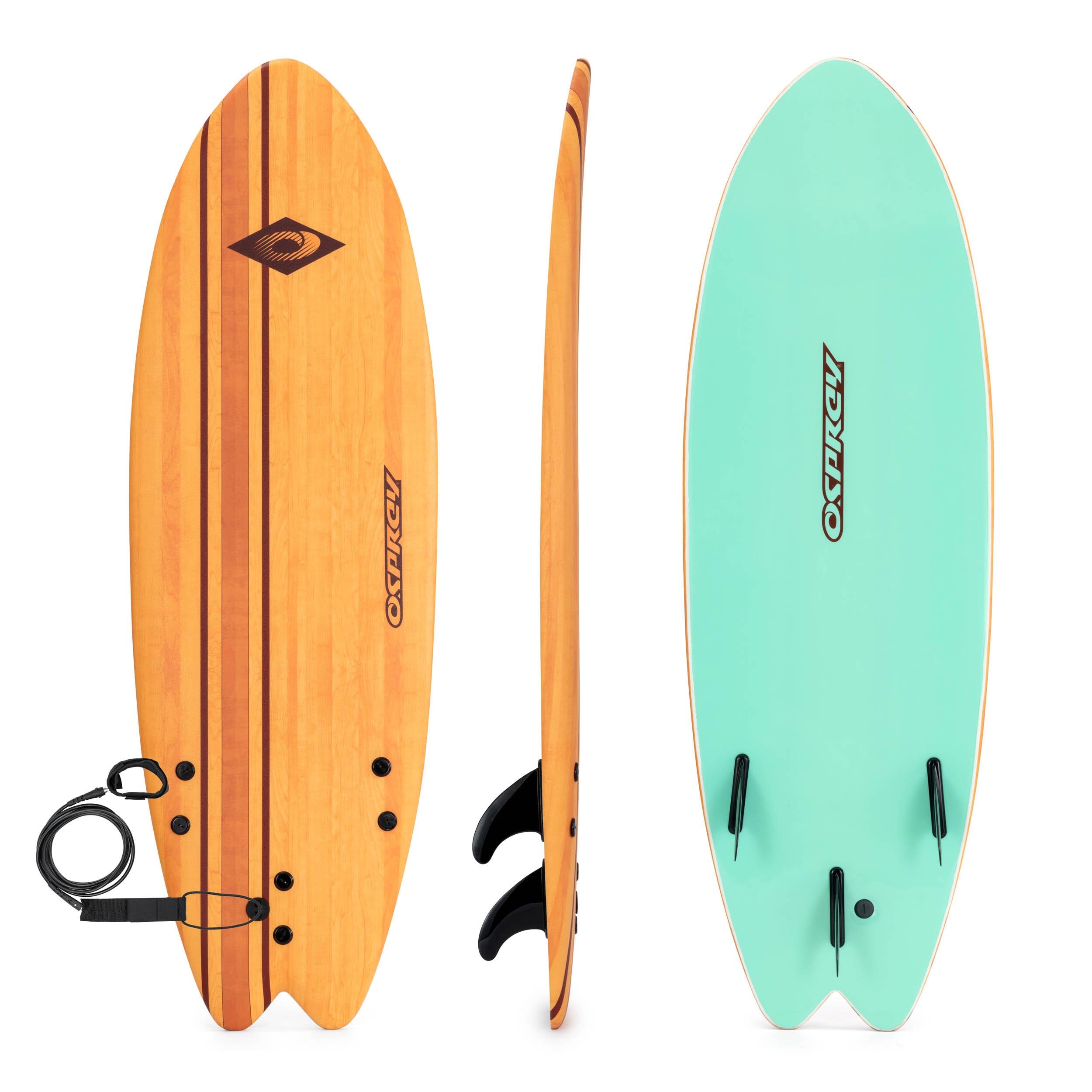 XPE Foam Surfboard with Leash and Fins, Pin Stripe Design 1/6