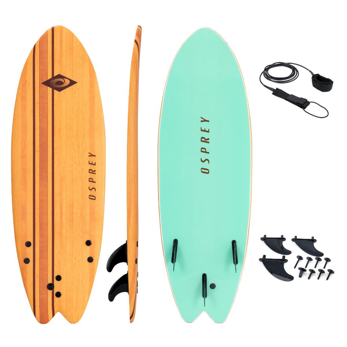 XPE Foam Surfboard with Leash and Fins, Pin Stripe Design 2/6