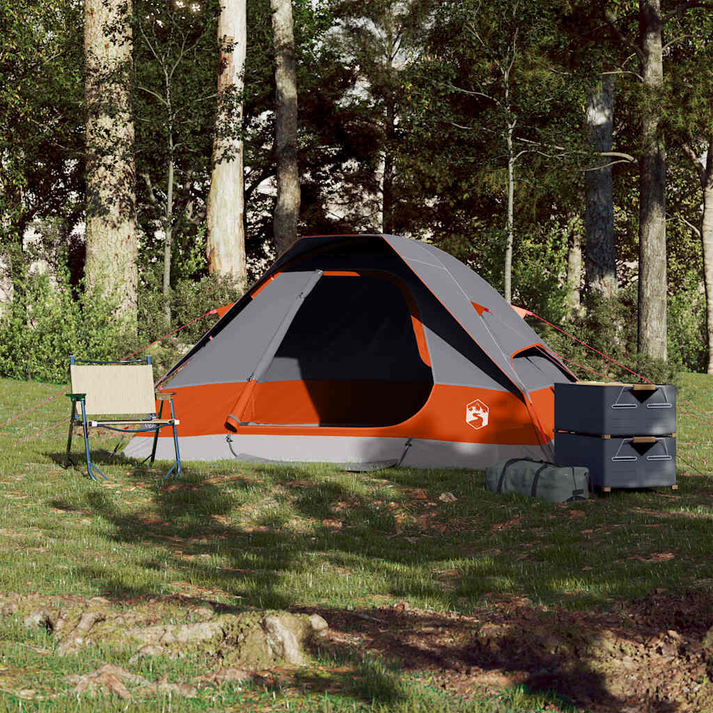 Vidaxl Tienda Domo para 2 Personas - Impermeable Gris y Naranja 7/7