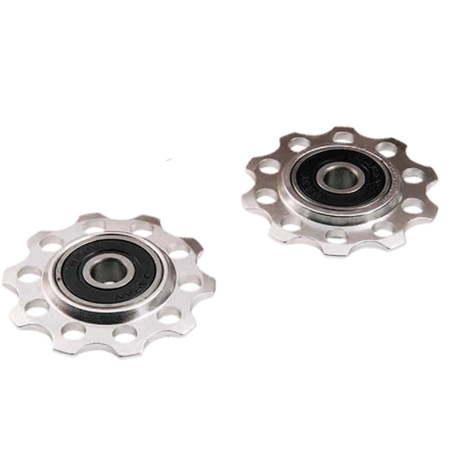 Pair of derailleur pulleys with aluminium bearings Optimiz
