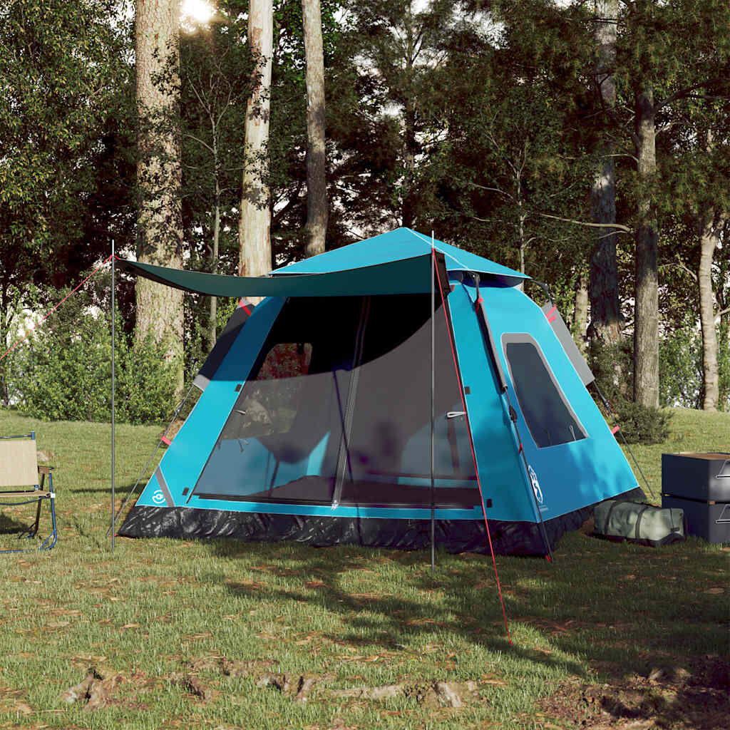VidaXL Kuppelzelt 5 Personen Schnellverschluss wasserdicht blau 3/7