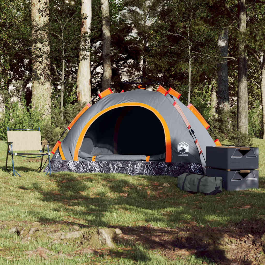 VidaXL 2-Person Fast Setup Tent in Gray and Orange 3/7